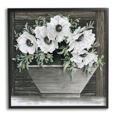 Boîte à fleurs rustique en forme d'anémone blanche surplombant par Cindy Jacobs - peinture sur toile flottante