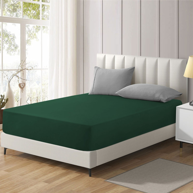 Brushed Microfiber 40cm Deep Fitted Bed Sheet, Emerald, Kingsize (5')