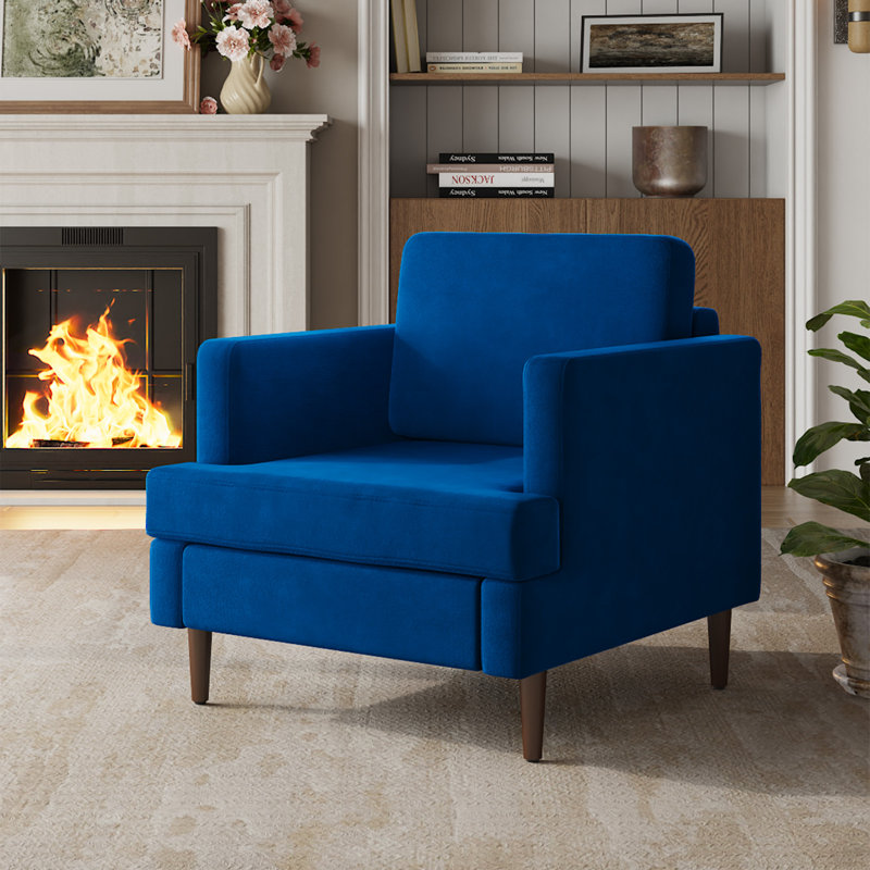 Mid-Century Single Accent Chairs Armchair, Blue