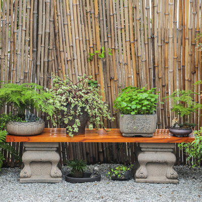 Courtyard solid wood flower shelf stone pier