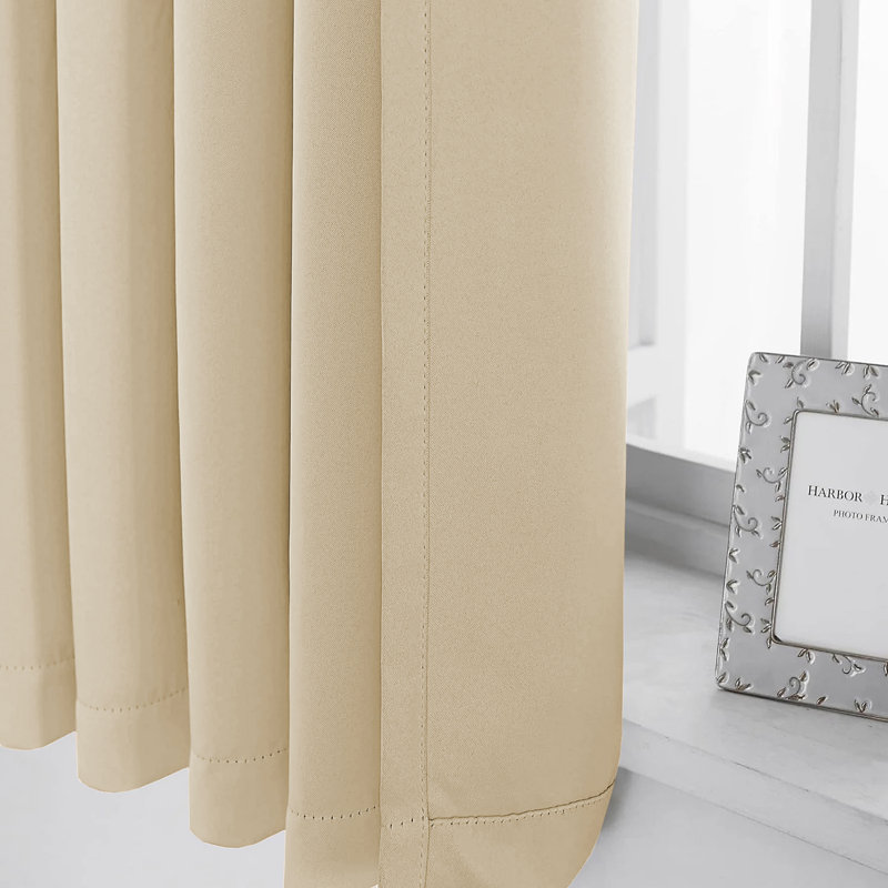 Aspire Homeware Hotel Style Polyester Room Darkening Pencil Pleat Curtain Pair for Luxury Bedroom Decor, Cream