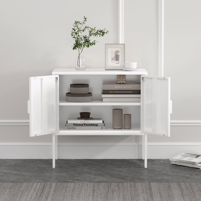 24" Metal Accent Cabinet, White