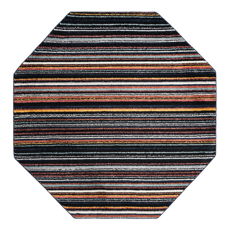 Prentice Striped Indoor Rug, Octagon 7'10" x 7'10"