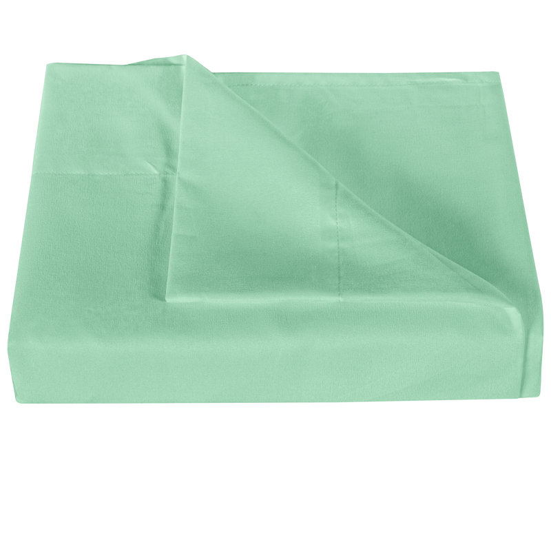 Drap plat en microfibre , Bleu-vert, Drap plat de taille double