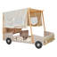 Lit en forme de voiture en bois ludique avec coussin moelleux, toile de plafond et lumières à DEL