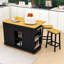 Ensemble d'îlot de cuisine avec 2 tabourets de bar, prises de courant intégrées et rangement extensible-332201031
