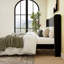 Grand lit plateforme tapissier en velours avec tête de lit ajustable et lattes de bois, noir-367325110-367325099