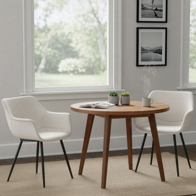 Haglund Leather Dining Chair with Powder-Coated Iron Legs Accent Side Chair Foam Padded Seat Versatile Kitchen Chair for Modern Home and Kitchen