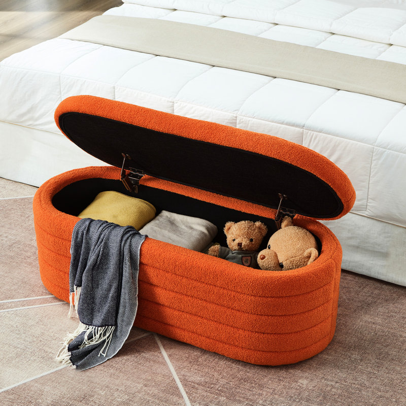 Banc de rangement orange - supporte une utilisation intensive avec un rembourrage en mousse facile à installer, Orange