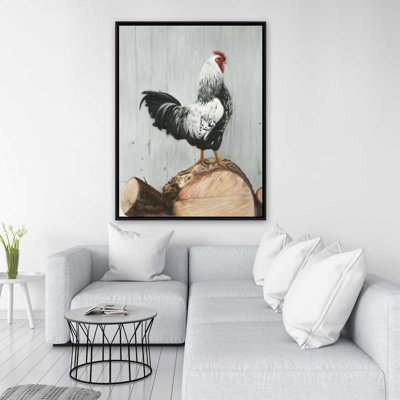 Wyandotte Rooster Canvas Art - Farmhouse Home Decor | Animals Kitchen