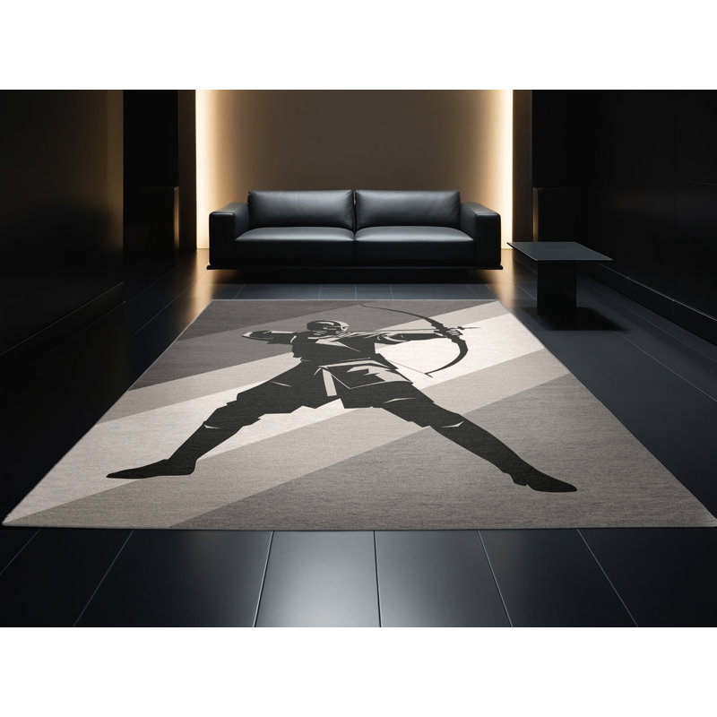 Tapis beige et moderne lavable à la machine Cilegon Crossbowman, 8 x 10