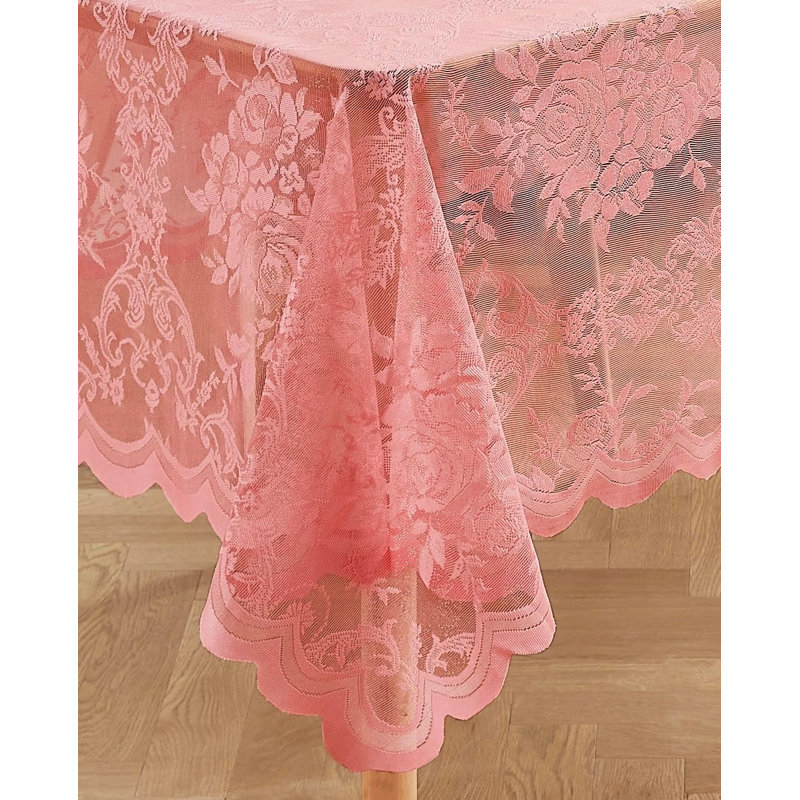 Nappe en dentelle avec motif de roses anglaises en 6 tailles et 5 couleurs, 84 po x 60 po, Rose