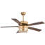 52 Inch Ceiling Fan With Light, Ceiling Fan With 5 Blades, Hammered Glass Shade, Remote Control, Reversible Motor For Living Room Bedroom Dining Room-965547494-965547489