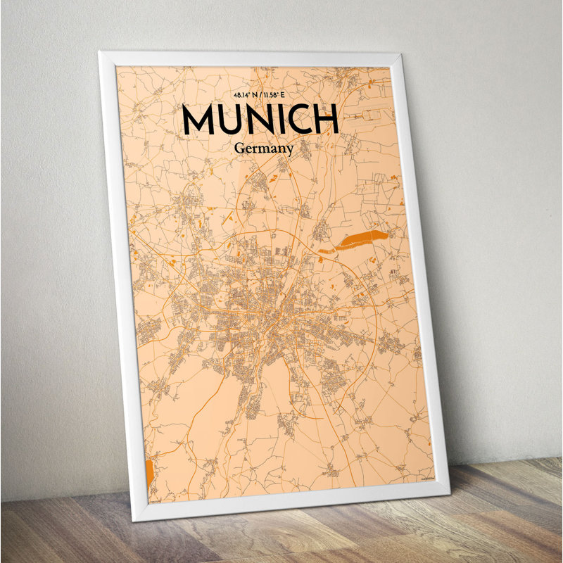 Munich City Map - No Frame Print, 43.2cm H x 27.9cm W x 0.13cm D