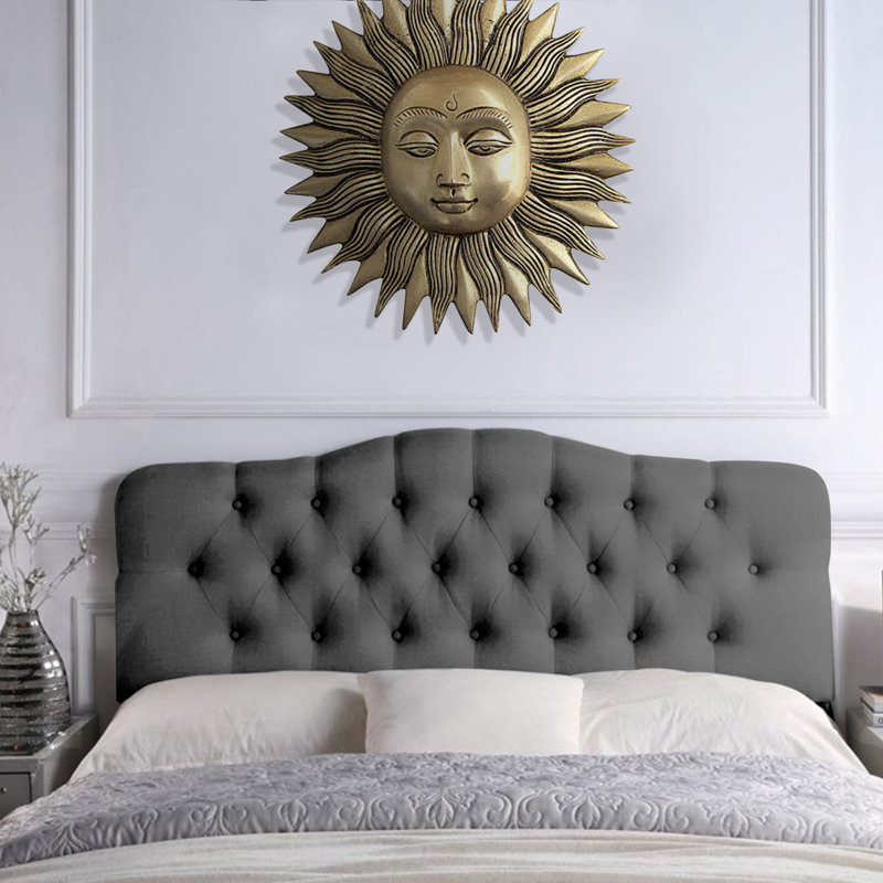 Linen Upholstered Headboard-Modern-Adjustable Height-Button Tufting, Black, King