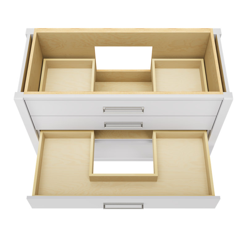 Kiawah Three-Drawer Single Bath Vanity, Strong White, 48", Polished Chrome