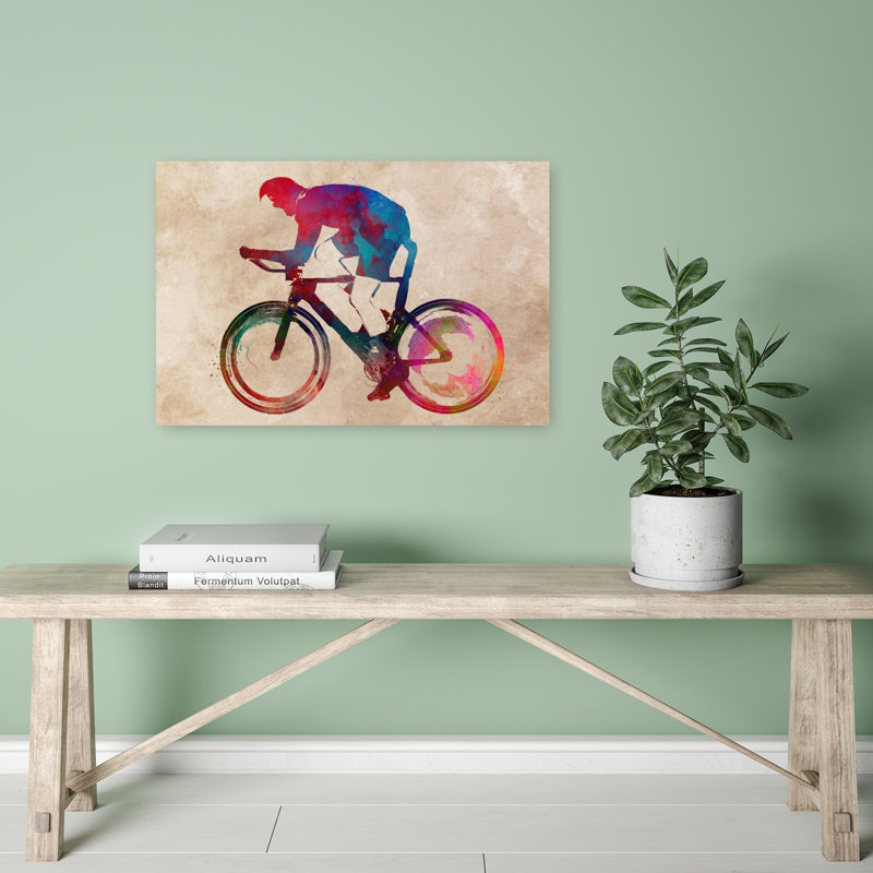 «Vibrant Cycling Racer», art mural contemporain, 16" H x 24" W