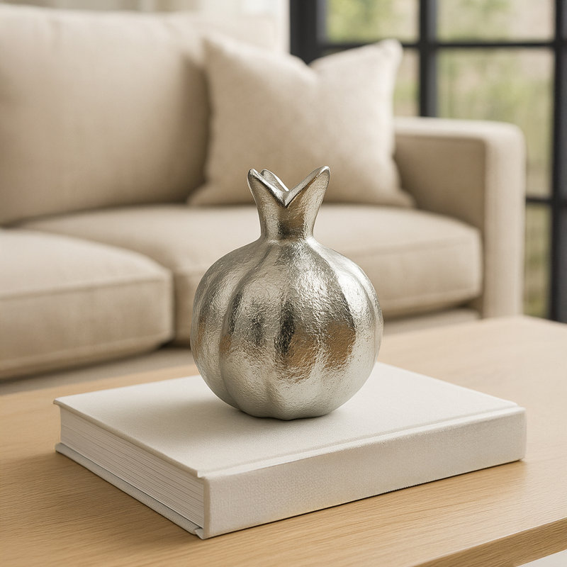 Mohorn Handmade Aluminum Pomegranate Sculpture, White