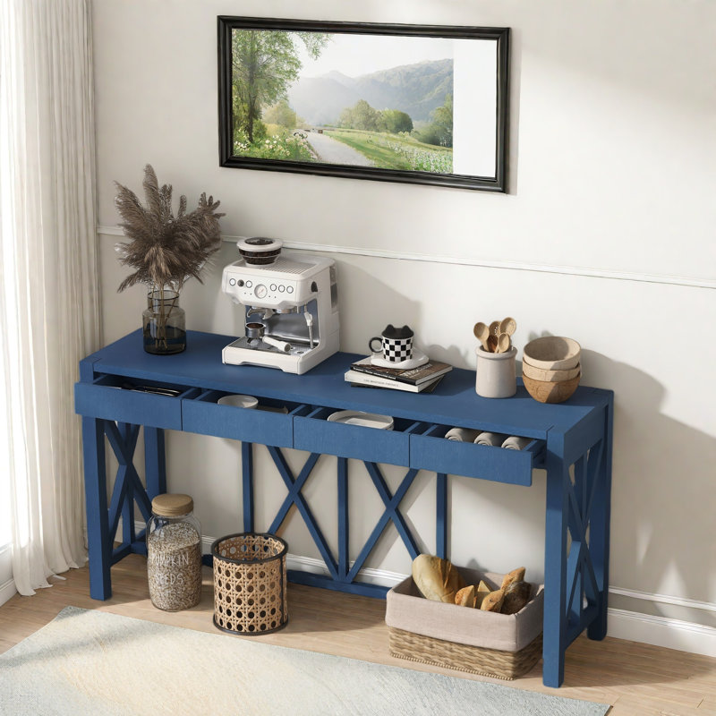 Console avec 4 tiroirs spacieux, Marine