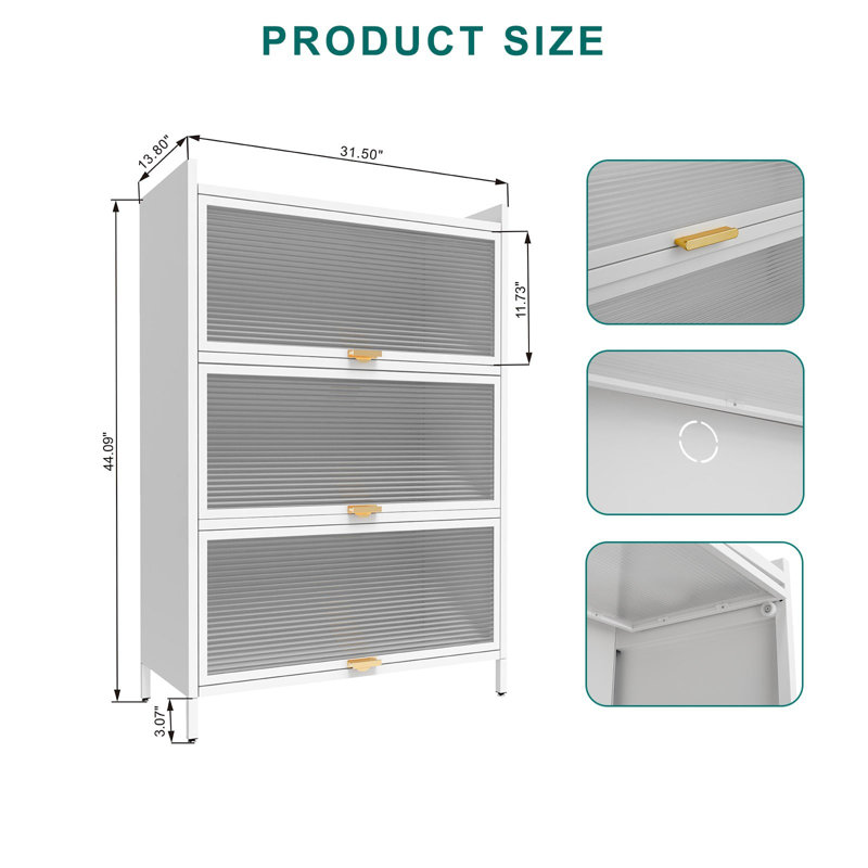 Armoire de rangement autoportante à 4 niveaux avec portes rabattables, Blanc