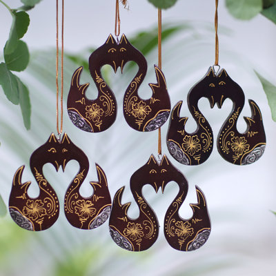 2.4'' Handmade Wood Animals Hanging Figurine Ornament