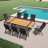 8-Person Aluminum Outdoor Dining Set With Folded Reclining Chairs And Umbrella Hole-263980161