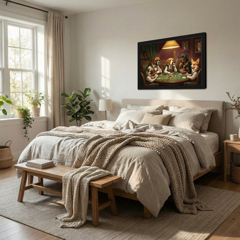 Animals Dogs Playing Poker In Elegant Room, 24" H x 36" W
