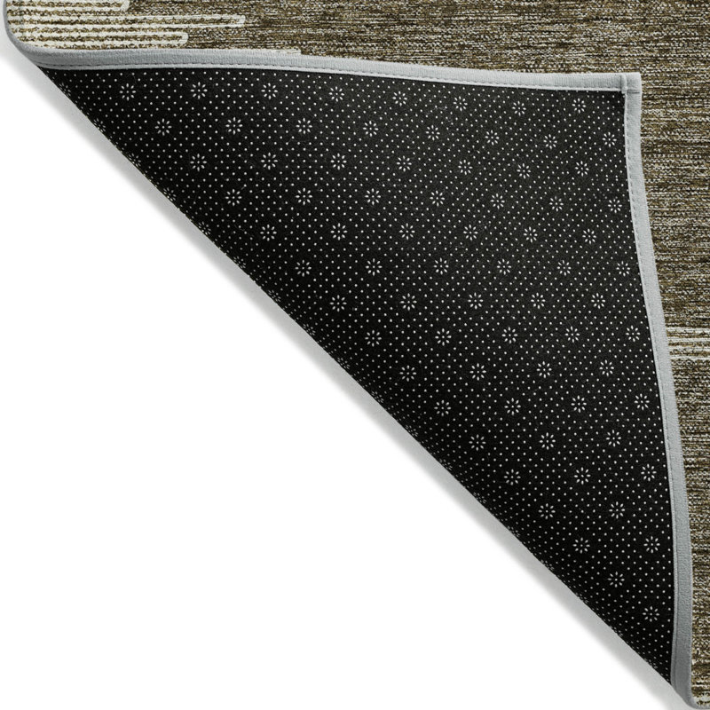 Tapis extérieur lavable abstrait café et ivoire 3 pi x 5 pi
