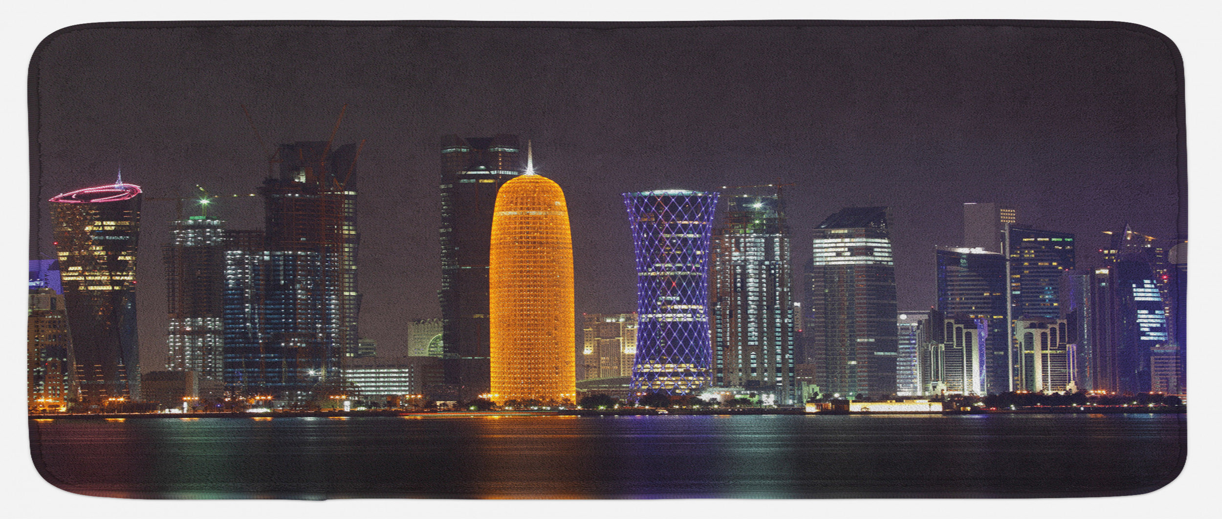 East Urban Home Qatar Middle East Town With Luminous Skyscraper At ...