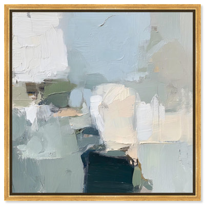 Art abstrait, toile abstraite délavée bleue sous la surface I