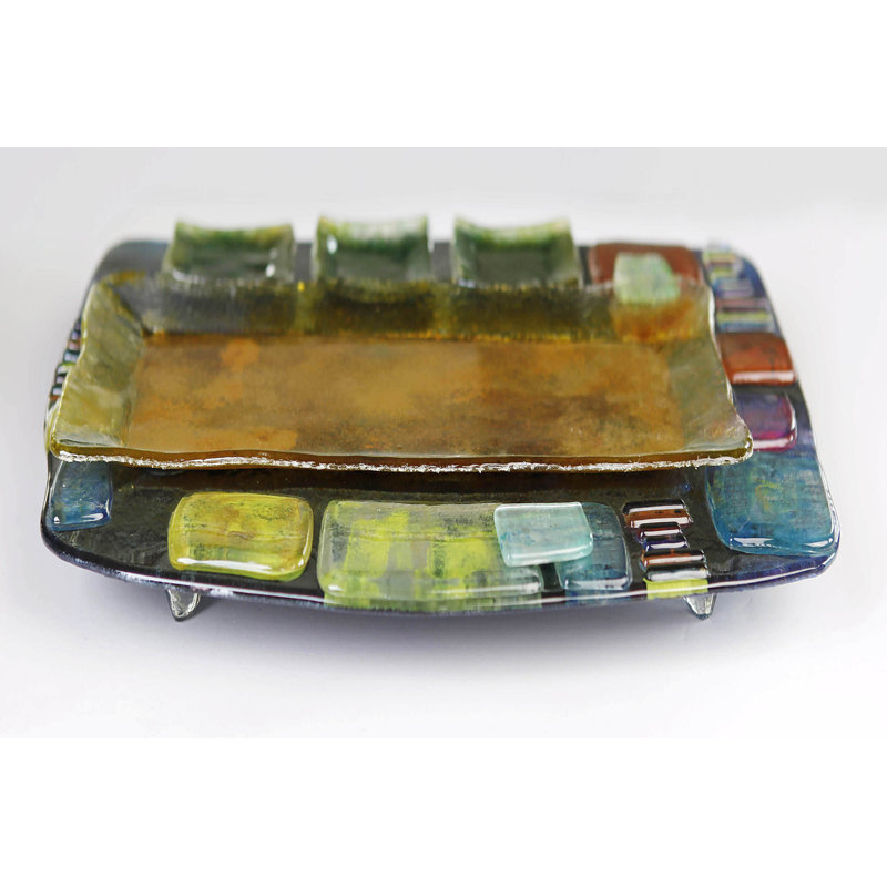 World Menagerie Wark Glass Cheese Board, Yellow/Green
