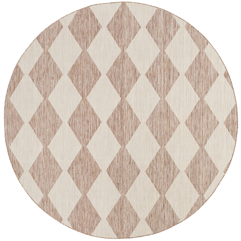 Rectangle Positano Indoor/Outdoor Area Rug, Round 6', Beige