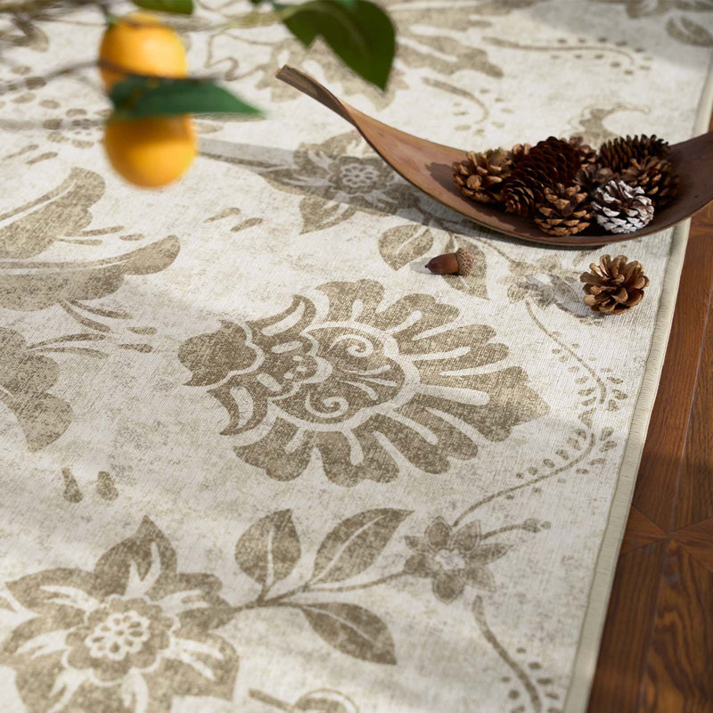 Geometric Floral Washable Non-Slip Area Rug, Timeless Taupe, 2'x 3'