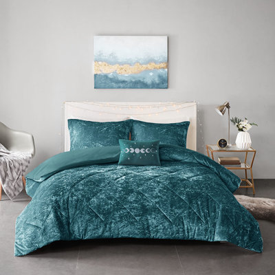 Housse de couette en velours bleu sarcelle très grand / très grand - 100% tissu extérieur pour un ajustement luxueux de qualité avec attaches de coin