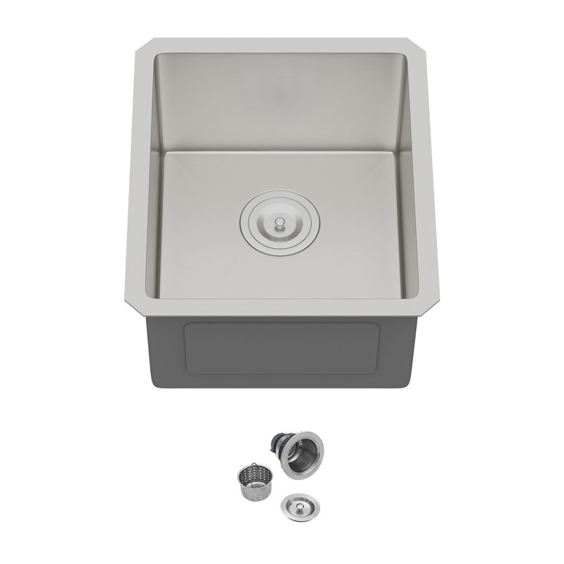15" L x 17" W Undermount Bar Sink Bar Prep Sink 16 Gauge Stainless Steel Single Bowl Kitchen Sink