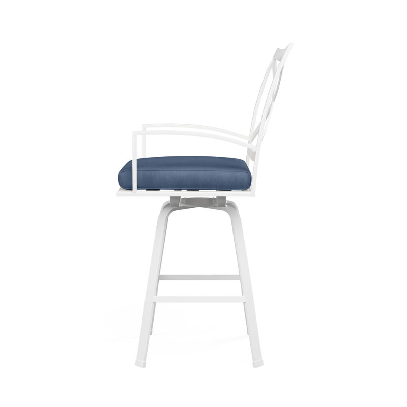 Bristol Outdoor Swivel Bar Stool, Counter Stool (26” Seat Height), Echo Midnight Sunbrella®