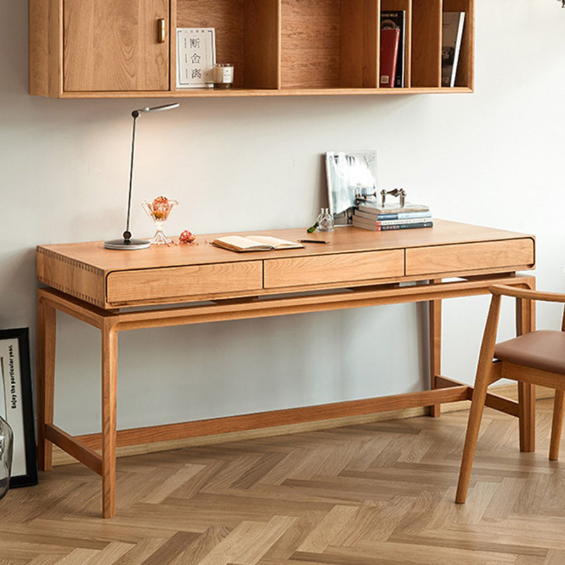Bureau contemporain: bois massif et rangement efficace, H 29,53 po x l 70,87 po x P 23,62 po