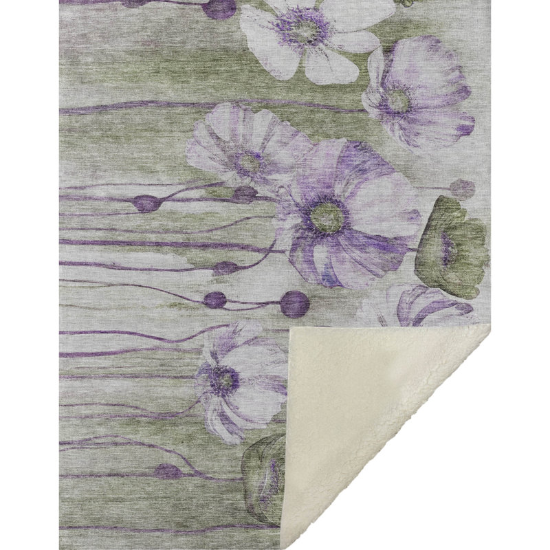 Jeté floral Sherpa ASB712 Addison, Mauve