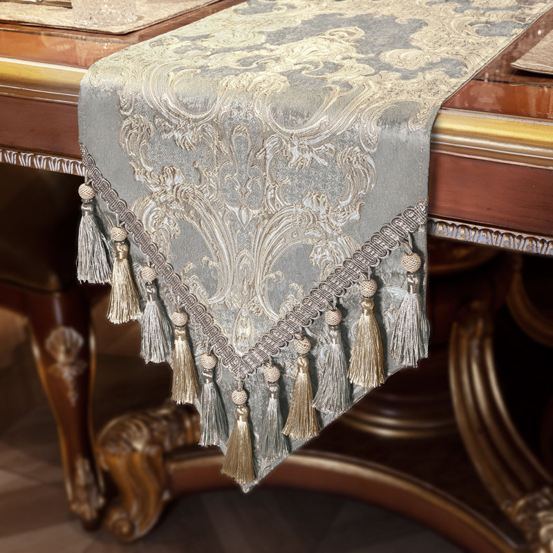 Mestan Rectangle Damask Shabbat High Pick Density Fabric Table Runner, 90" x 13"