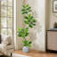 Figuier artificiel à feuilles de figuier avec jardinière sphérique décorative pour l'intérieur et l'extérieur