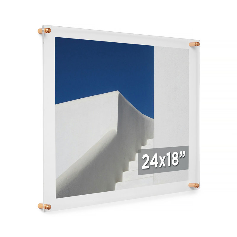 Devian Clear Acrylic Floating Picture Frame, Gold, 18" x 24"