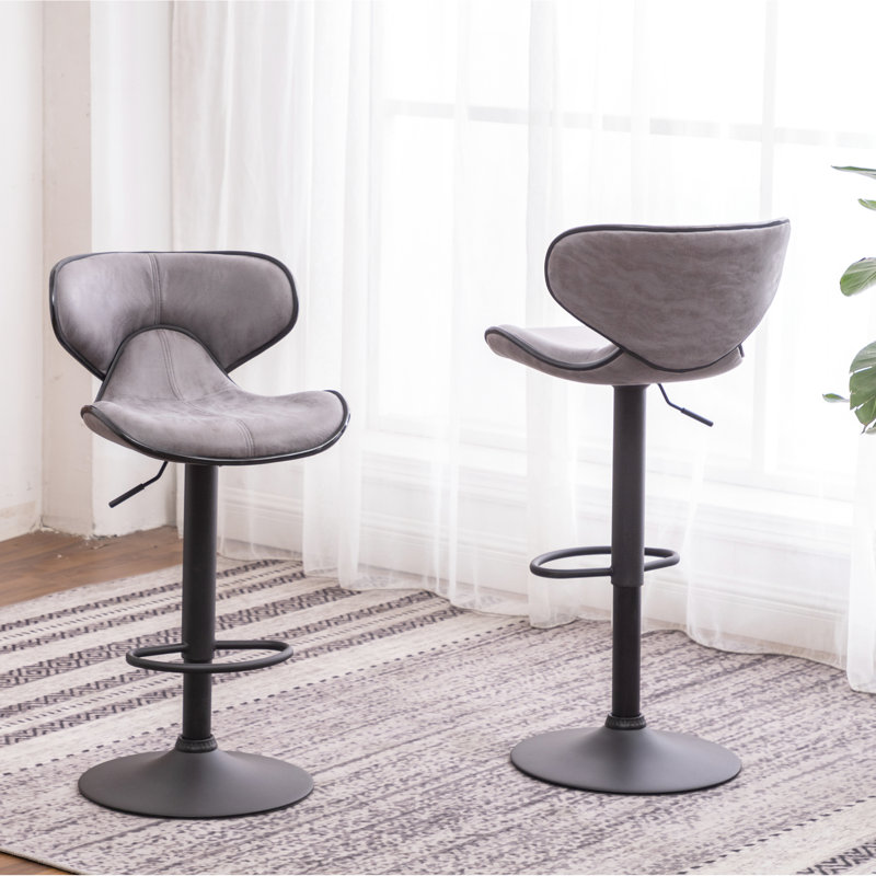 Adjustable Height Of 2, Grey, Base, 360 Rotation Seat, 17.98"W X 20.71"D 34"-42.5"H Gray Swivel , 2 With Base - Comfortable Foam, Modern Appearance, Seat
