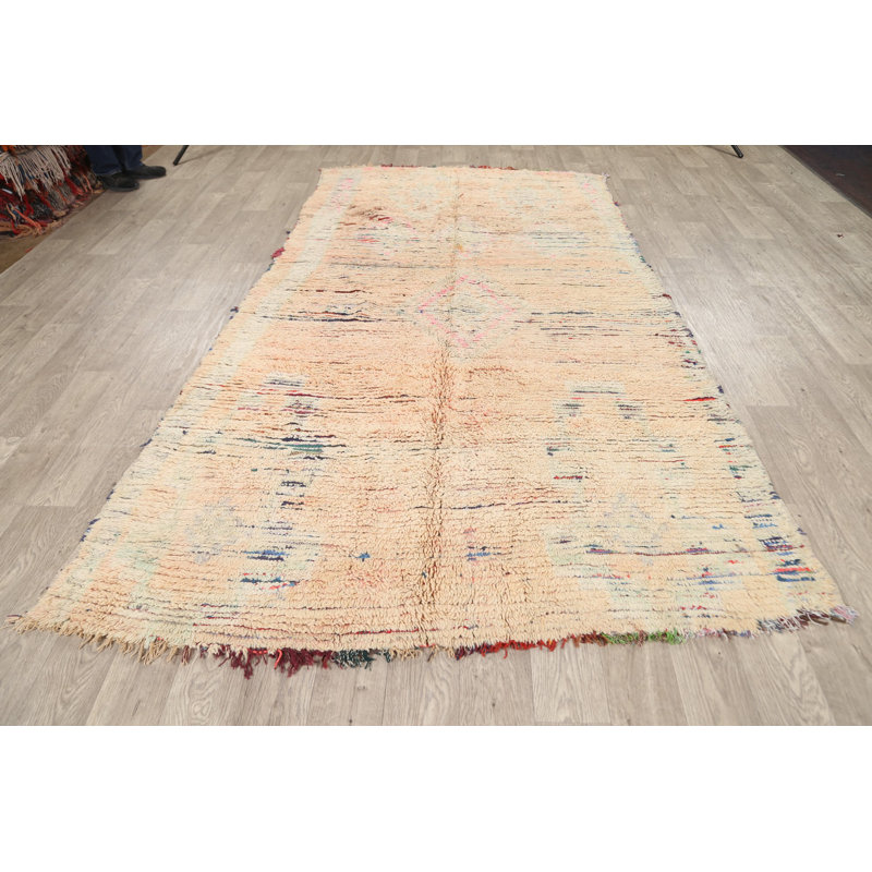 Tapis décoratif en laine noué à la main de conception unique 5 pi 5 po x 9 pi 9 po noué à la main