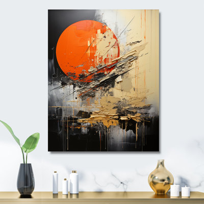 Golden Orange Moon Shapes - Abstract Metal Wall Art Decor