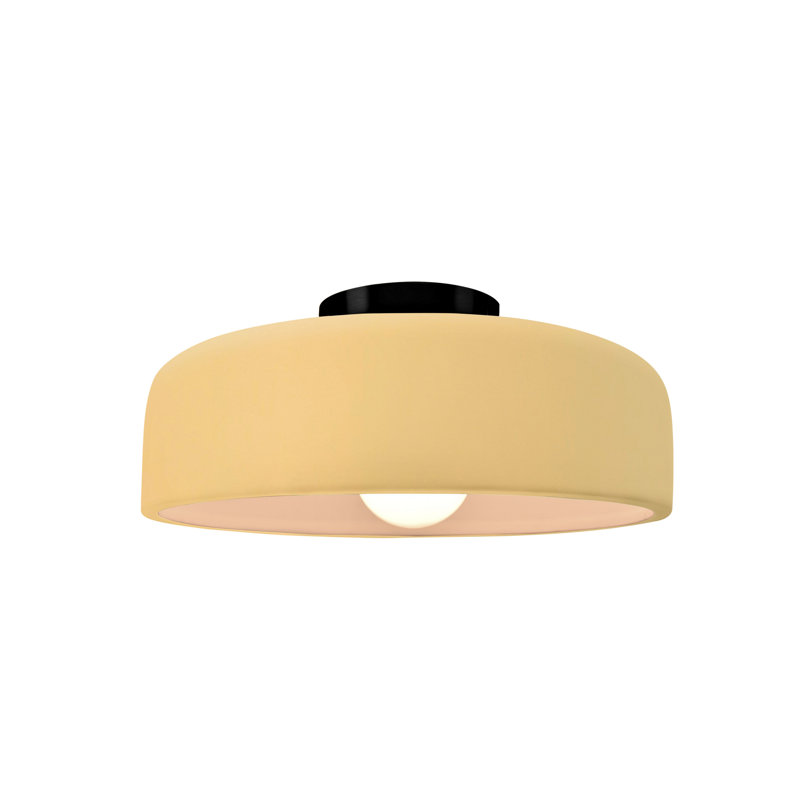 Plafonnier semi-encastré en céramique Dottie, Jaune atténué, Noir mat, H 6 po x l 10 po x P 10 po