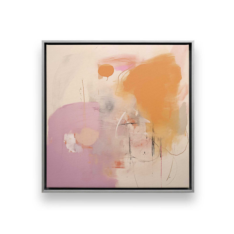 Impression sur toile 12 "x 12" Cotton Candy Delight v1 dans un cadre blanc, Cadre flottant en chrome poli