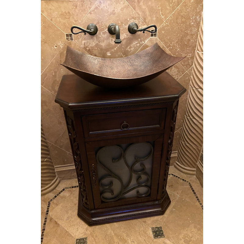 18" Rectangle Modern Slope Hammered Copper Sink