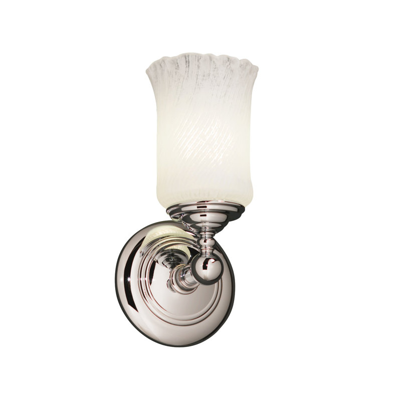 Leroux Glass Armed Sconce, Gold with Clear Rim, Polished Chrome