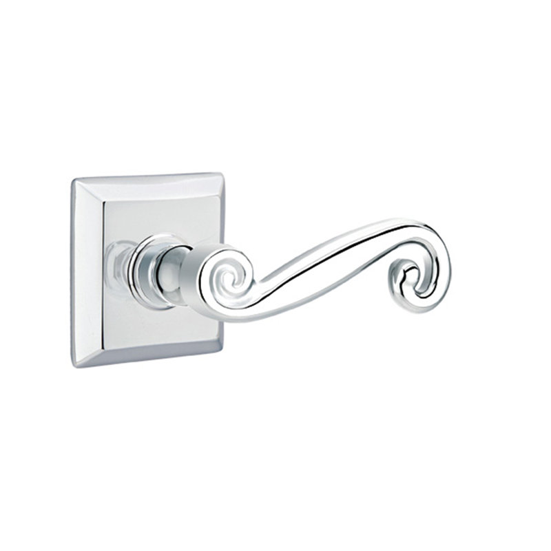 Poignée de porte Passage (Hall & Closet) avec rosette, Droite, Chrome brillant