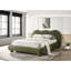 Lit olive contemporain, très grand lit oriental, revêtement en velours bouclé, bois d'hévéa massif et bois d'ingénierie, structure à profil bas, bois d'hévéa, lit pour chambre à coucher